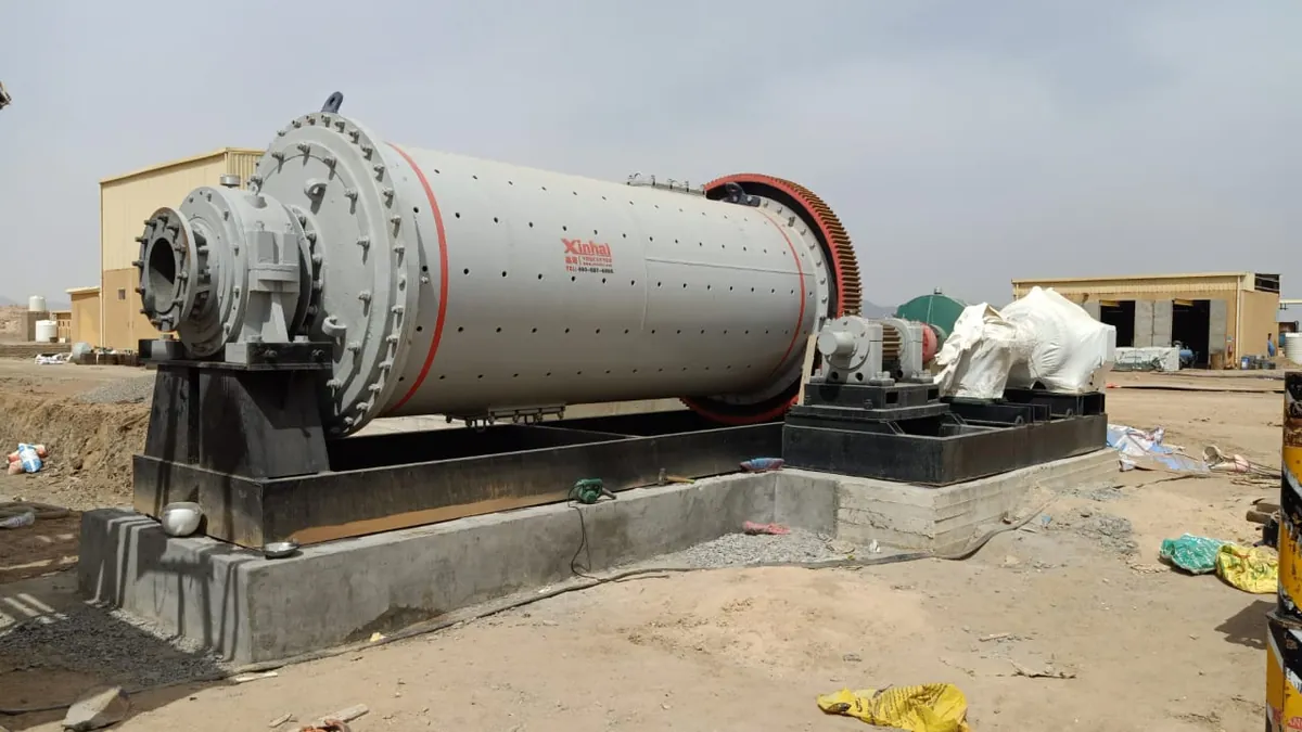 A ball mill at a gold-processing site