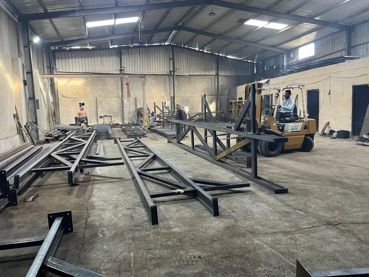 Structural steel frames in fabrication